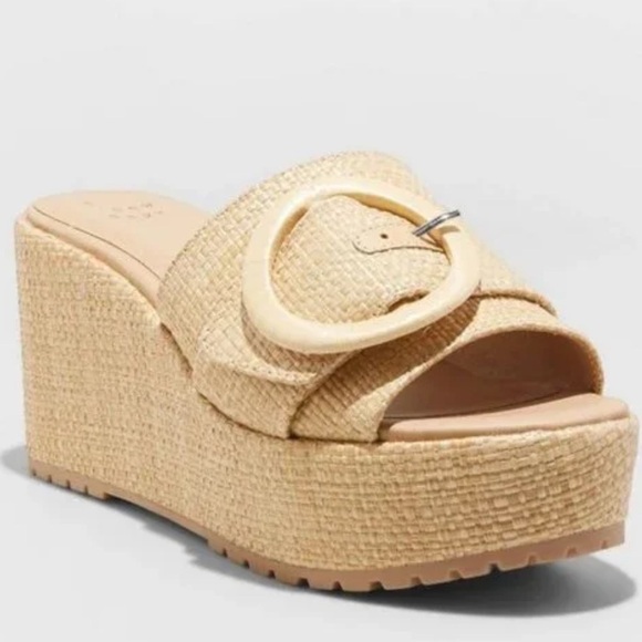 A New Day Womens Size 10 Shoes Brown Slides Wedge Fashion Platform Y2K Sandals - Picture 5 of 10